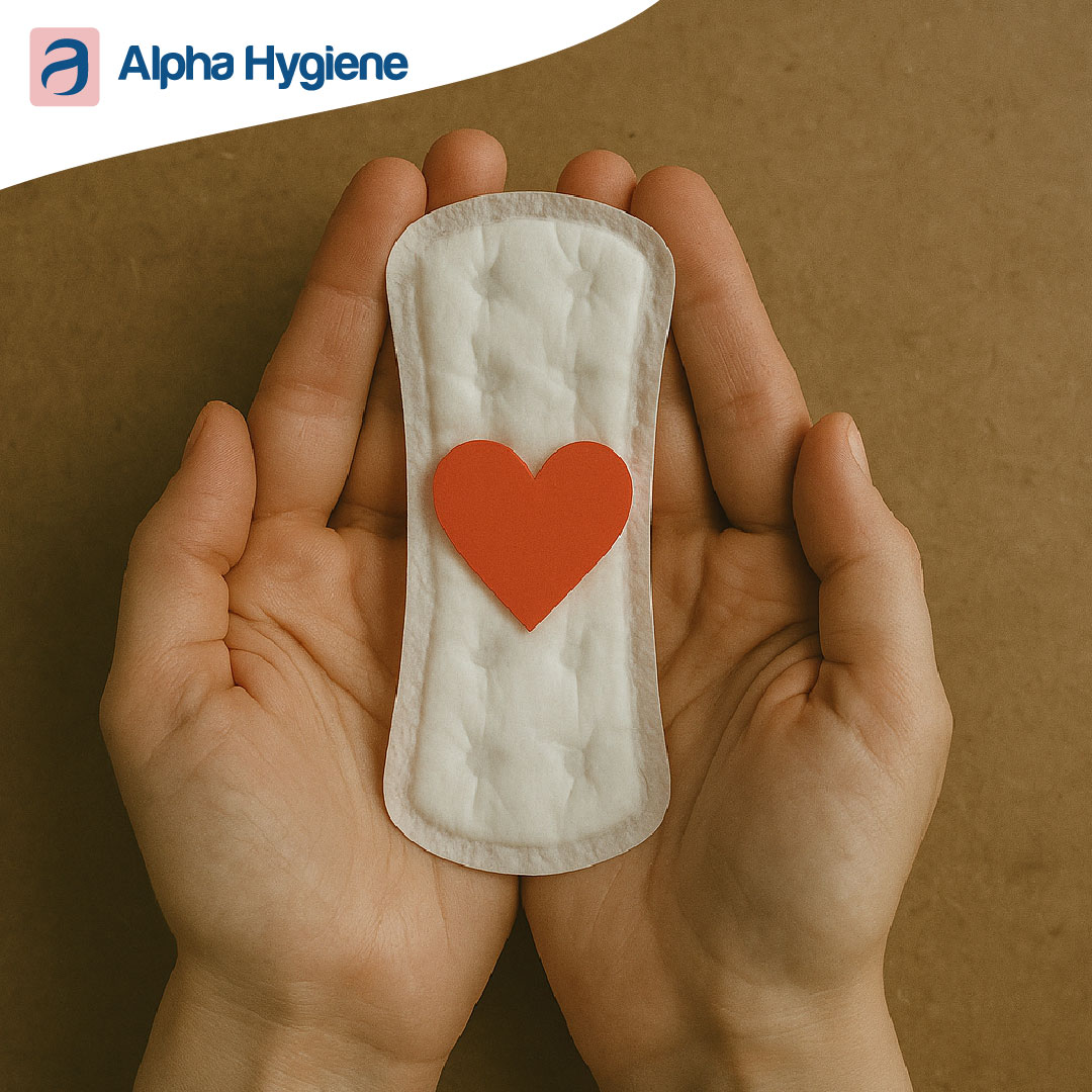A hand with a hygienic pad