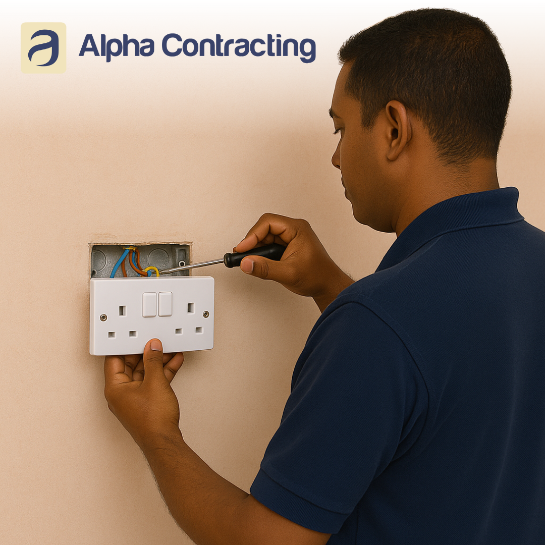 A person working on an electrical socket